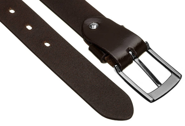 Wąski pasek męski z polerowanej skóry naturalnej licowej 105 brązowy