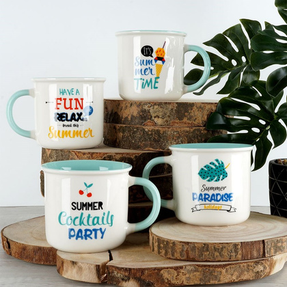 Kubek porcelanowy z dekorem cocktails 380 ml