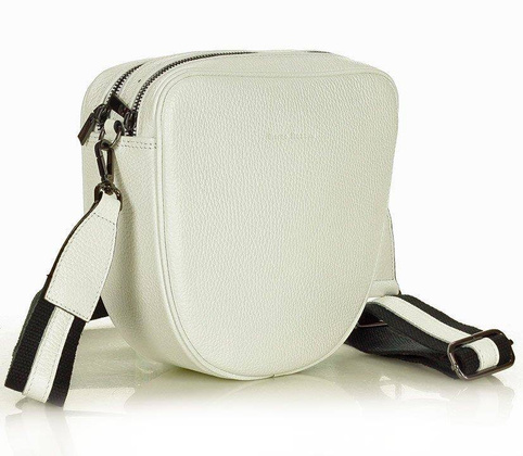 Torba skórzana na dwa zamki crossbody camera bag - MARCO MAZZINI biały - min. zamówienie 20 / 50 / 100 szt.