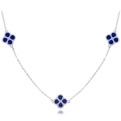 MINET Srebrny naszyjnik koniczyna z lapis