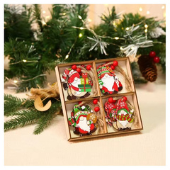 Zawieszki choinkowe KRASNALE drewniane 12szt w opakowaniu BSN77