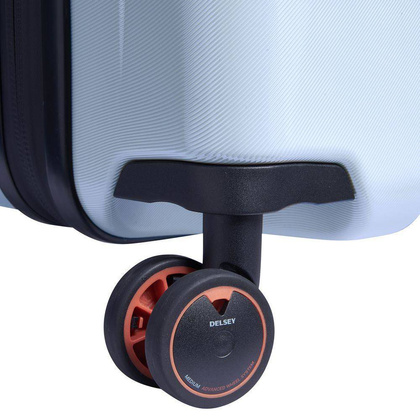 Walizka Delsey Cactus Mała twarda biało-niebieska walizka kabinowa na kółkach 55 cm