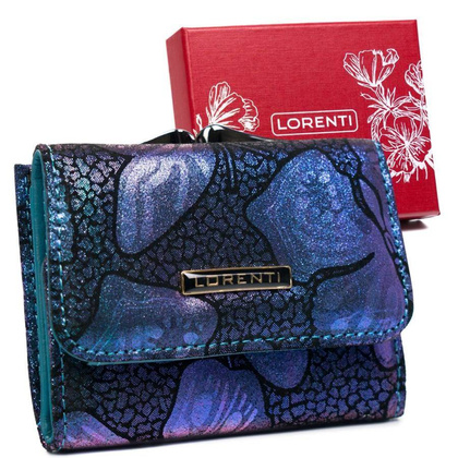 Portmonetka damska ze skóry naturalnej ze wzorem motyli — Lorenti