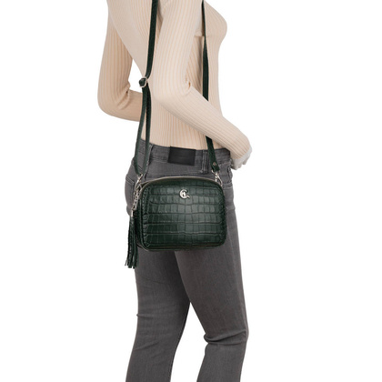 Mała i klasyczna torebka Canaletto ze skóry o wzorze krokodyla i ozdobnym frędzlem TD835s114