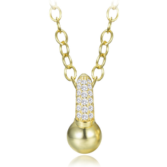 MINET Elegancki pozłacany srebrny naszyjnik z cyrkonią