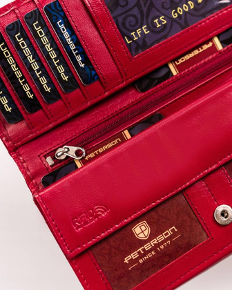 Duzy skorzany portfel damski na zatrzask