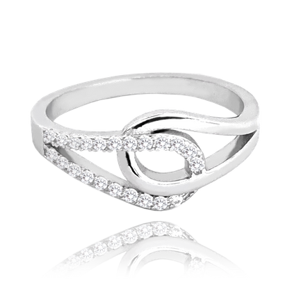 MINET Spleciony pierścień srebrny z cyrkoniami wielkość 21