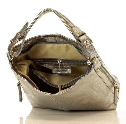 MARCO MAZZINI Elegancka torebka na ramię skóra savuage srebrna - min. zamówienie 20 / 50 / 100 szt.