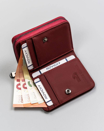 Mały portfel damski na zamek ze skóry naturalnej i ekologicznej