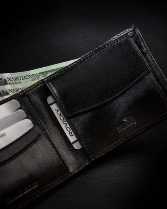 Portfel męski z naturalnej skóry licowej z wyjmowanym etui na karty