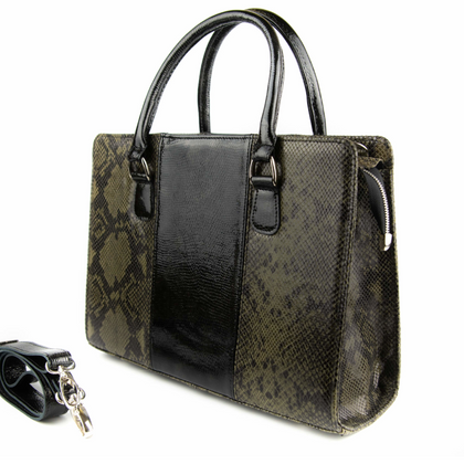 T-03 Torebka z 3 pasów - print wężowy zielony KEMER