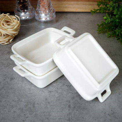 Miseczki do zapiekania porcelanowe prostokątne 3 szt. 160 ml