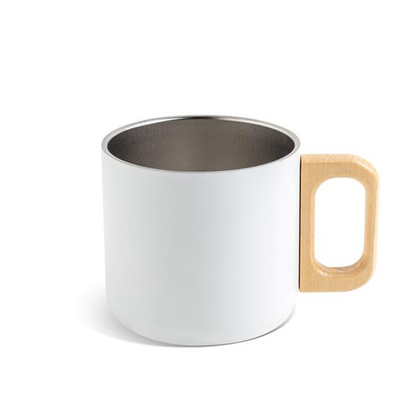 Kubek ze stali nierdzewnej o podwójnych ściankach o pojemności 350 ml, drewniany uchwyt / Neosteel
