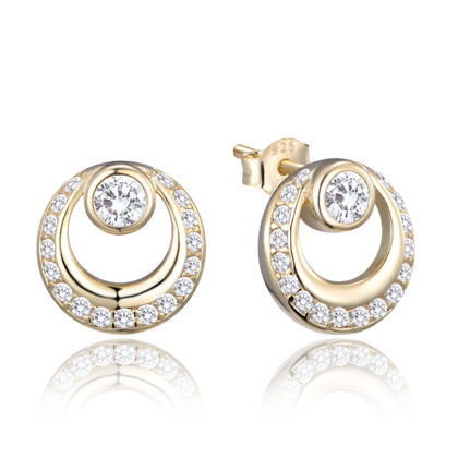 MINET Pozłacane srebrne kolczyki okręgi z cyrkoniami