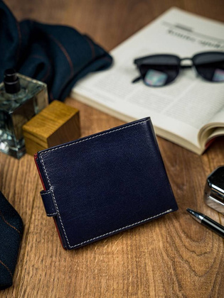 Poziomy portfel męski dwukolorowy ze skóry naturalnej hq