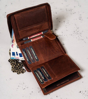 Skórzany portfel męski na zamek