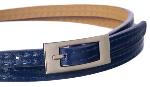 Damski pasek skórzany wąski Cavaldi granatowy