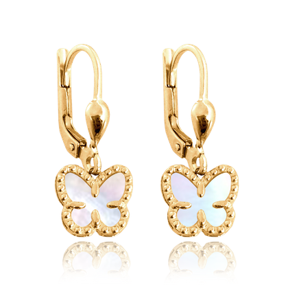 MINET Złote kolczyki motyle z białą perłą Au 585/1000 2,35g