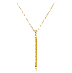 MINET Złoty naszyjnik z sztabką i białymi cyrkoniami Au 585/1000 2,40g