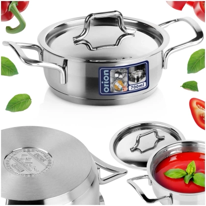 Garnek stalowy z pokrywką 18/10 PREMIUM 0,7 l ORION