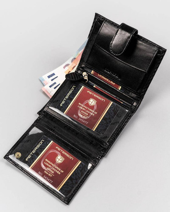 Carbonowy, skórzany portfel męski na karty