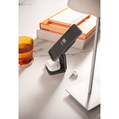 BROGLIE. Superszybka bezprzewodowa ładowarka magnetyczna 3 w 1 o mocy 15 W wykonana w ABS pochodzącego z recyklingu