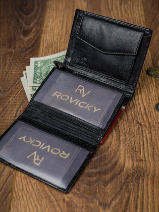 Pionowy portfel męski dwukolorowy, skóra naturalna hq