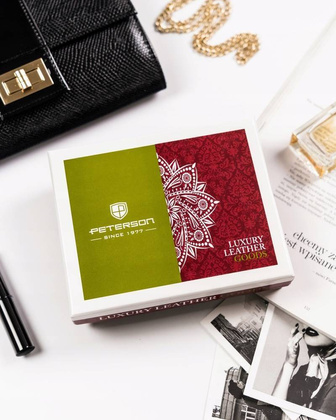 Skórzany portfel damski na zatrzask Peterson Niebieski