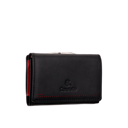 Czarny damski portfel Canaletto z perforacją laserową – elegancja i funkcjonalność PD1223P51