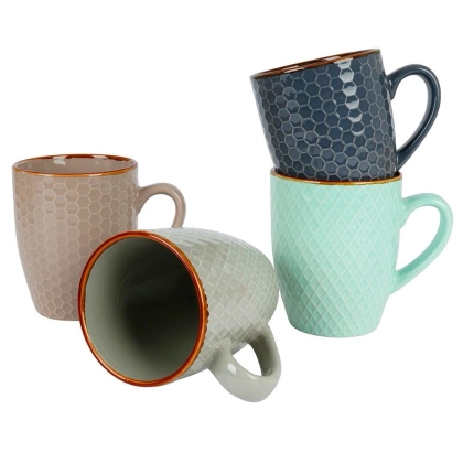 Kubek ceramiczny do picia kawy herbaty na prezent zestaw komplet kubków 4 sztuki 270 ml