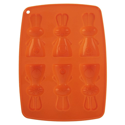 Forma do ciastek i pralin silikonowa pomarańczowa zajączek