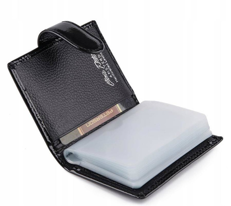 Etui na dokumenty z lakierowanej skóry Peterson Czarne