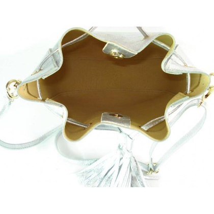 Włoska listonoszka woreczek La Bomba przewieszka złote okucia srebrna skórka nabłyszczana LB38ARG