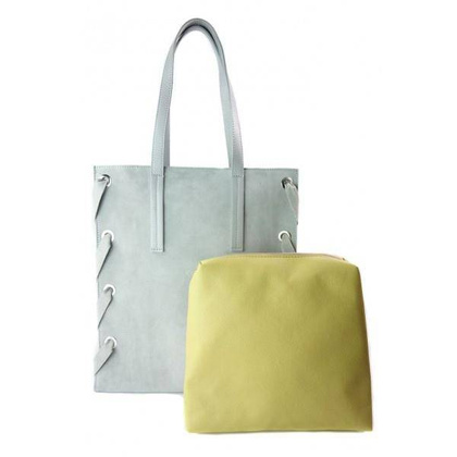 Zamszowa torba Shopper bag ,duży worek, kółka, Vera Pelle pojemny Szara WK745G KEMER
