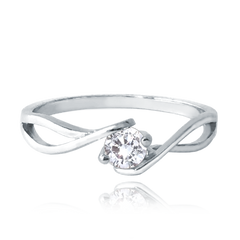 MINET Złoty pierścionek zaręczynowy z białego złota z białą cyrkonią Au 585/1000 rozm. 13 - 1,80g