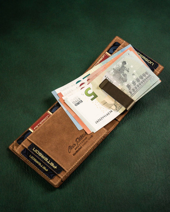 Skorzany portfel meski z klipsem na banknoty