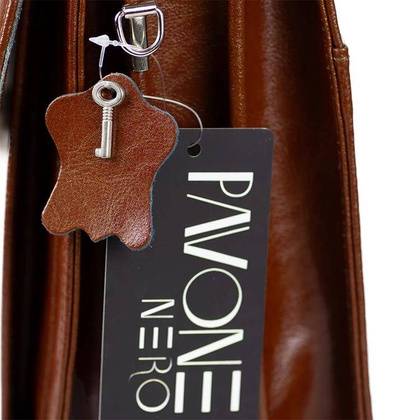 Skórzana aktówka teczka męska na dokumenty brązowa - Pavone Nero Como 2263 BR