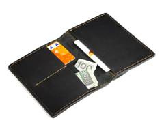 Czarny cienki portfel ze skóry naturalnej z bilonem slim wallet BRØDRENE SW04 - min. zamówienie 20 / 50 / 100 szt.