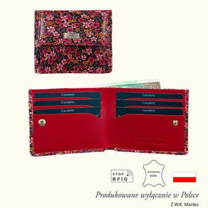 Mały portfel skórzany BajuBaj czerwony PD1055Cs82 RFID