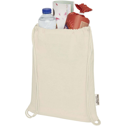 Oregon ściągana sznurkiem torba na zakupy z bawełny z recyklingu z certyfikatem GRS 140 g/m²