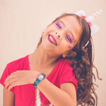 CLOCKODILE Błyszczący różowy zegarek dziewczęcy z motylami BUTTERFLIES