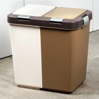 Kosz do segregacji śmieci z pokrywą na odpady 2x10 l