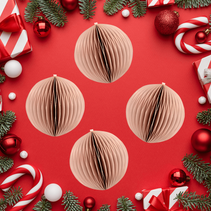 Zestaw 4 bombek papierowych składanych 7cm – delikatny róż