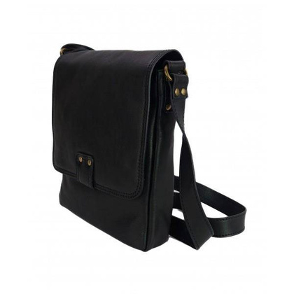 Włoska skórzana listonoszka, raportówka A5 Czarna LP361N