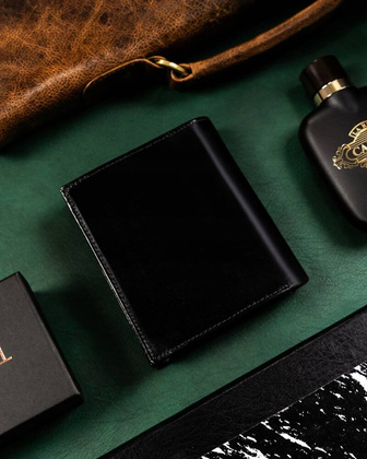 Skorzany duzy portfel meski z systemem RFID