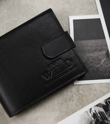 Portfel męski ze skóry bydlęcej z zabezpieczeniem rfid protect