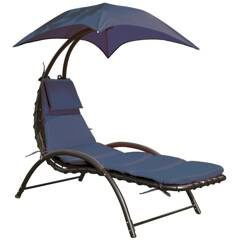 LEŻAK FOTEL Z PARASOLEM BERGAMO 200x125x180CM GRANAT