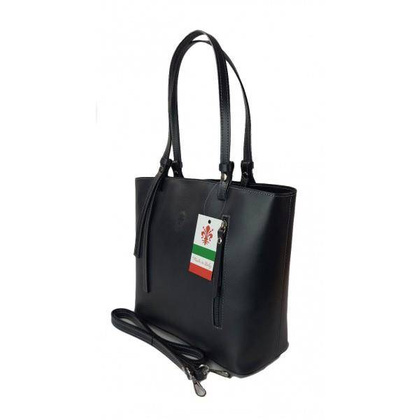 Torebka na ramię Vera Pelle ,Włoski skórzany kuferek format A4, Grafitowa,Szara KM446G