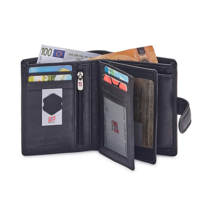 Portfel męski skórzany GW-09 RFID Czarny