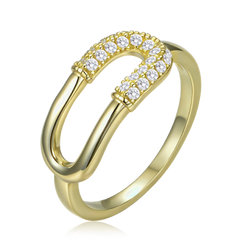 MINET Luksusowy pozłacany srebrny pierścionek z cyrkonią rozmiar 13